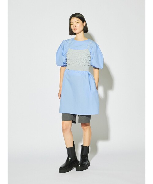ブラウス シャツ MIDIUMISOLID for Ladies バックスリットボリュームスリーブチュニック レディース MIDIUMISOLID ブラウス シャツ for Ladies バックスリット