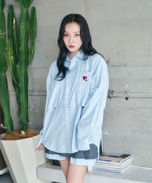 ブラウス シャツ UNISEX 2WAYハートシャツ レディース