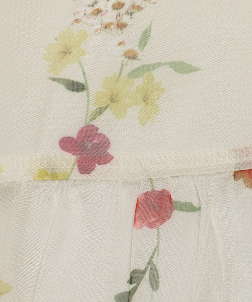 ブラウス シャツ フロントティアードボタニカル刺繍トップス レディース シャツブラウス 花柄ブラウス ボタニカル柄 リボン 襟付き