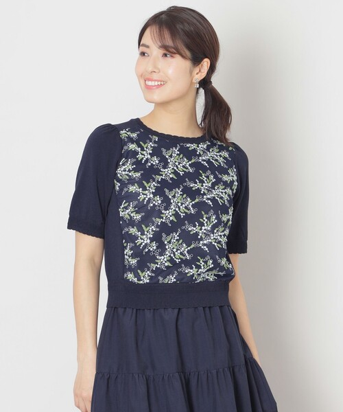 ニット セーター ミモザチュールコンビ ニット レディース TO BE CHIC ニット セーター ミモザチュールコンビ レディース