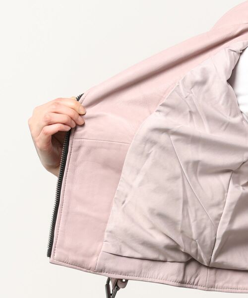 「ALLSAINTS」 ライダースジャケット 2 ピンク レディース_画像4