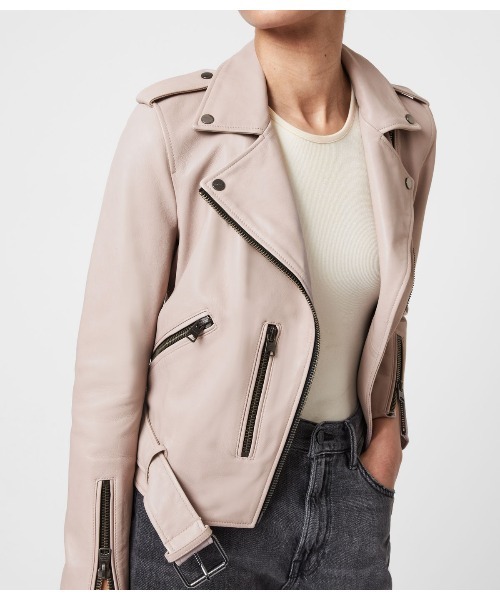 「ALLSAINTS」 ライダースジャケット 2 ピンク レディース_画像7