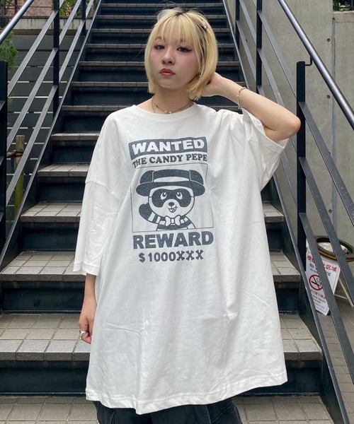 tシャツ WANTED PEPE BIG BIG Tシャツ レディース メンズ Candy Stripper tシャツ WANTED PEPE BIG Tシャツ レディース