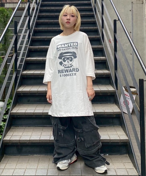 tシャツ WANTED PEPE BIG BIG Tシャツ レディース メンズ Candy Stripper tシャツ WANTED PEPE BIG Tシャツ レディース