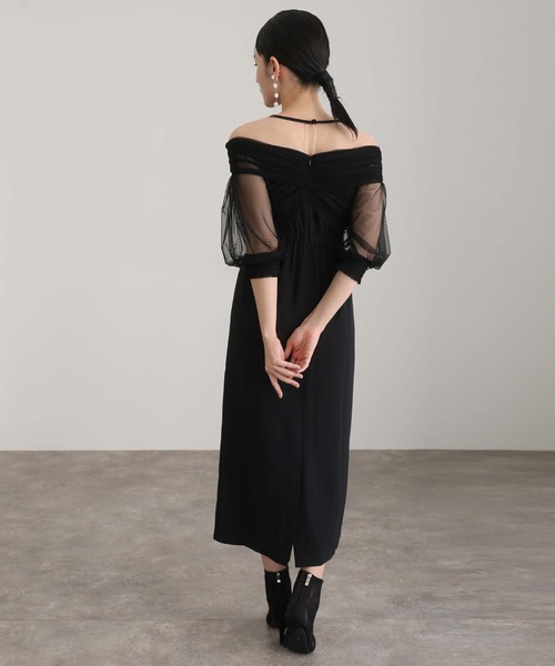 atlo（アトロ） ドレス ロング＆七分袖フォーマルチュールオフ