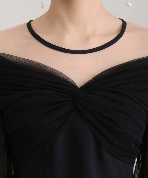 atlo（アトロ） ドレス ロング＆七分袖フォーマルチュールオフ