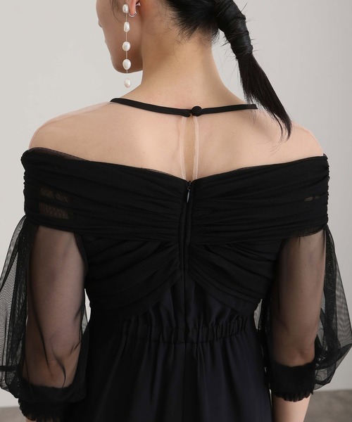 atlo（アトロ） ドレス ロング＆七分袖フォーマルチュールオフ