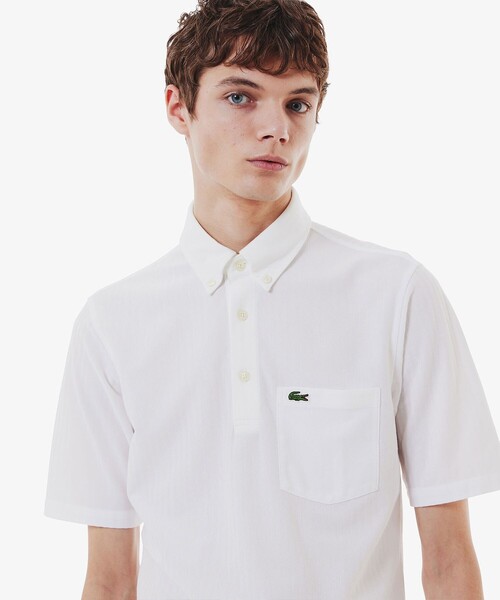 LACOSTE（ラコステ） ポロシャツ 鹿の子地切り替え同色ストライプ