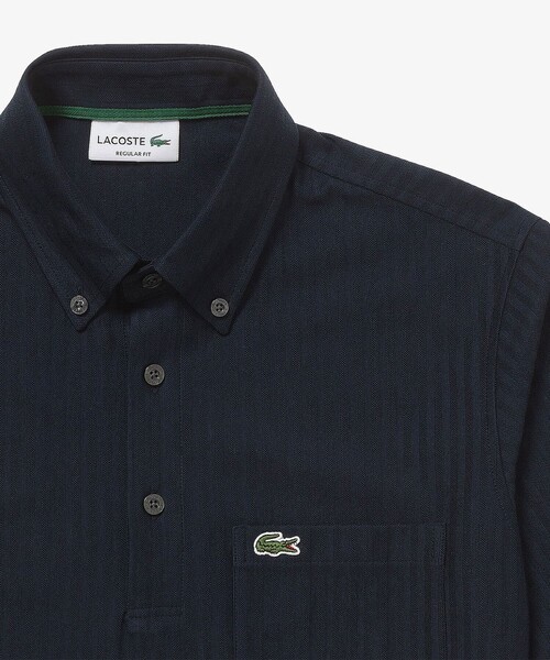 未使用級 ラコステ ブラックシェルボタン ロングポロシャツ グリーン 日本製 LACOSTE - 未使用級 ラコステ ブラックシェルボタン ロングポロシャツ