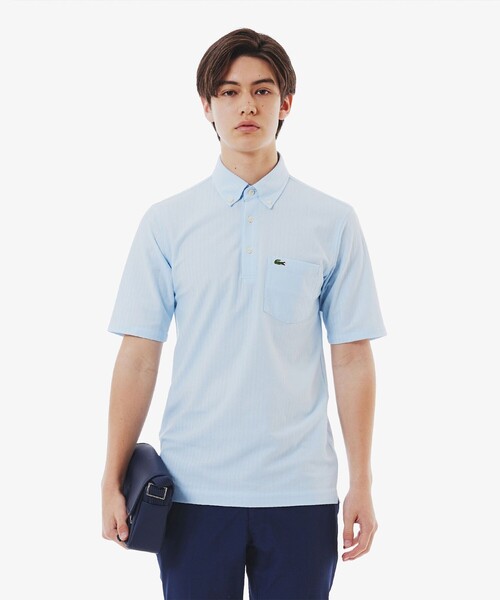 LACOSTE（ラコステ） ポロシャツ 鹿の子地切り替え同色ストライプ