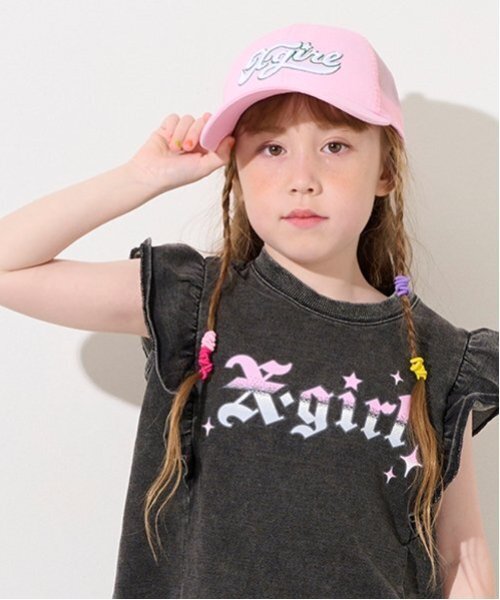 X-girl Stages キャップ 帽子 ロゴ刺しゅうメッシュキャップ
