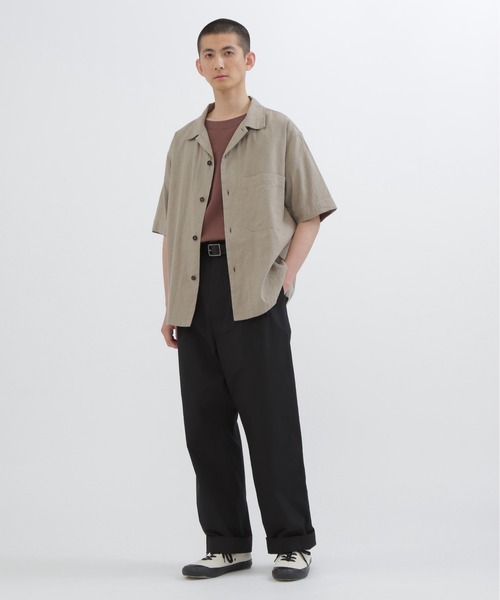 パンツ MHL. FINE COMPACT COTTON POPLIN MHL. FINE COMPACT COTTON POPLIN TROUSERS 143GREEN〔メンズ