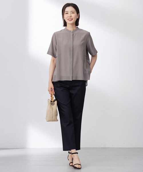 J.PRESS LADIES ラミー ポプリン ピンタック ブラウス 麻混 J.PRESS（J 