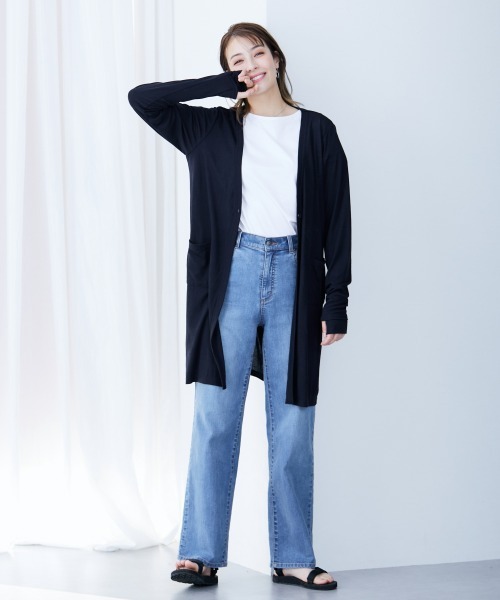 レディース トップス UV加工 紫外線カット マキシカーディガン