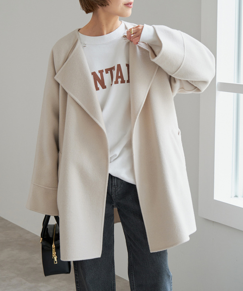 Spick & Span」 ノーカラーコート 36 ベージュ系その他 レディース