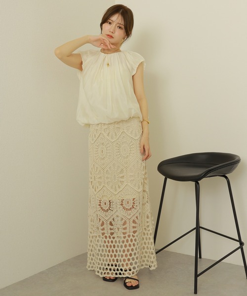 スカート crochet long skirt /クロシェ かぎ編み ナロー ロング