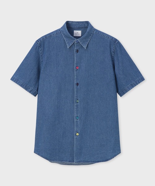 PS Paul Smith シャツ マルチカラーボタン デニム半袖シャツ / 152301