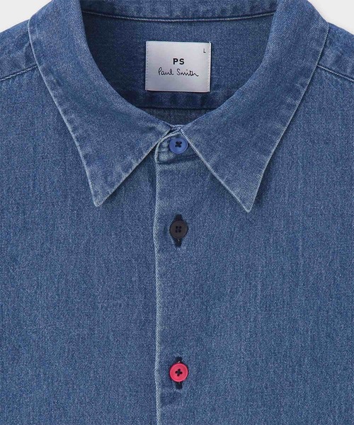 PS Paul Smith シャツ マルチカラーボタン デニム半袖シャツ / 152301