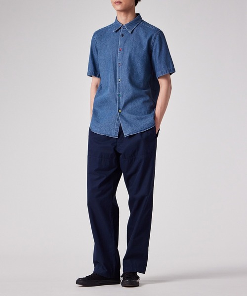 PS Paul Smith シャツ マルチカラーボタン デニム半袖シャツ / 152301
