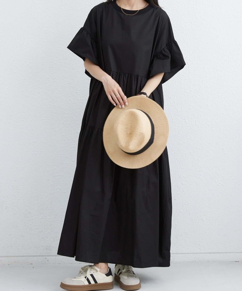 MAISON DE THERESE ワンピース フリルスリーブ ギャザールーズ