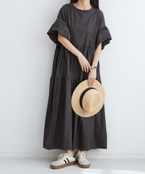 MAISON DE THERESE ワンピース フリルスリーブ ギャザールーズ