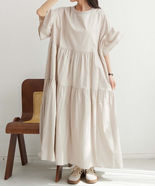 MAISON DE THERESE ワンピース フリルスリーブ ギャザールーズ