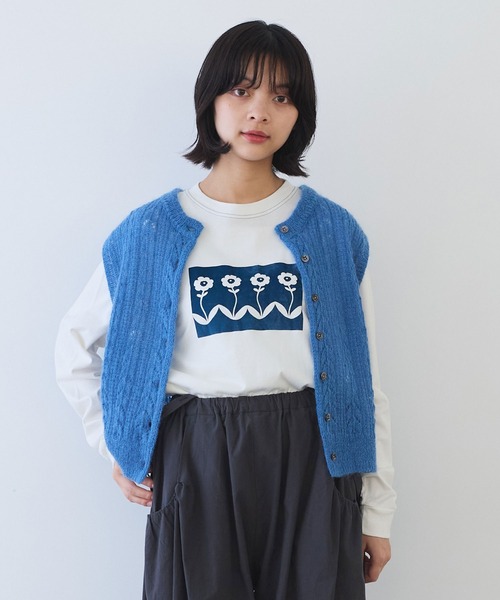 bulle de savon（ビュルデサボン） ベスト ジレ ふわふわ 透かし編み