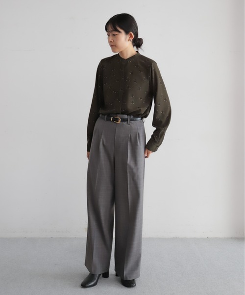 ワイドパンツ パンツ TWグレンチェック タックワイドパンツ レディース