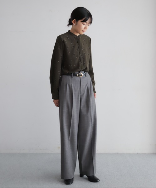 ワイドパンツ パンツ TWグレンチェック タックワイドパンツ レディース