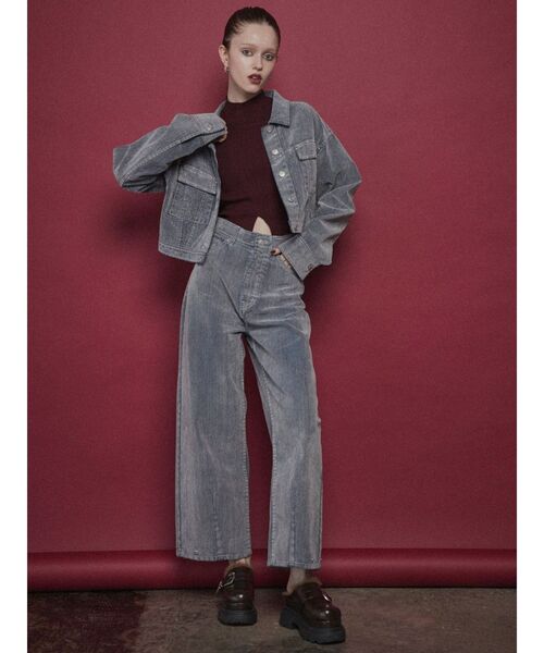 ムルーア セットアップ対応 フロッキーバレルレッグデニムパンツ MURUA ジーンズ デニム デニムパンツ 「セットアップ対応