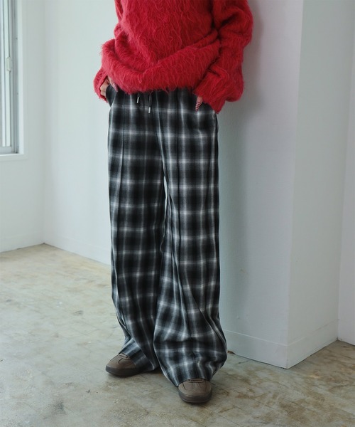 Ray BEAMS（レイ ビームス） パンツ オンブレチェック ワイド パンツ