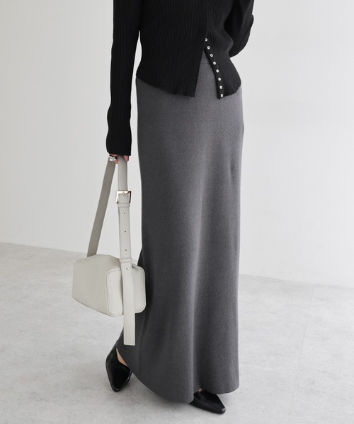 OME　オーメ　 ロングスカート　（内スカート付き） andme スカート ニットナローロングスカート : ZOZOTOWN Yahoo!店