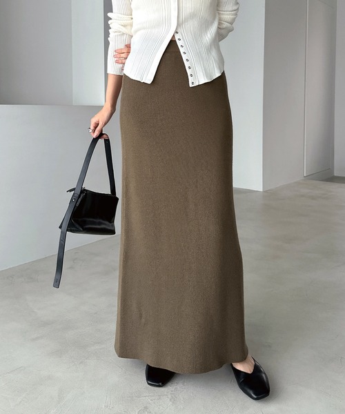 OME　オーメ　 ロングスカート　（内スカート付き） andme スカート ニットナローロングスカート : ZOZOTOWN Yahoo!店