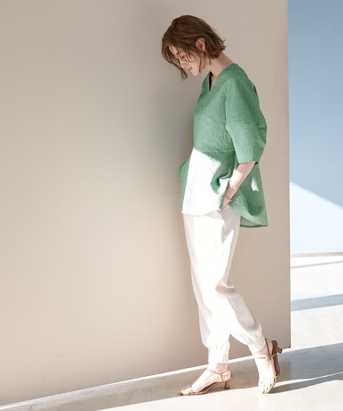 「ur's」 半袖チュニック M グリーン レディース_画像6