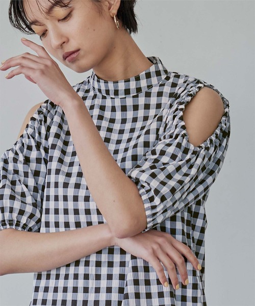 「miette」 半袖ブラウス FREE グレイッシュベージュ レディース_画像6