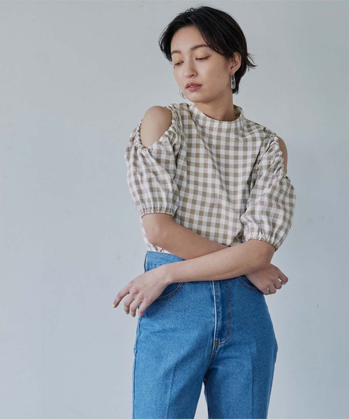 「miette」 半袖ブラウス FREE グレイッシュベージュ レディース_画像7