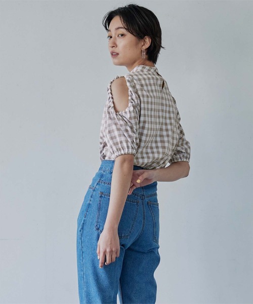 「miette」 半袖ブラウス FREE グレイッシュベージュ レディース_画像9