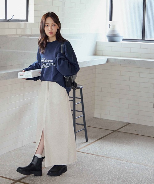 グレー スリット入り ロングスカート スカート フロントスリットスウェットスカート : ZOZOTOWN Yahoo!店