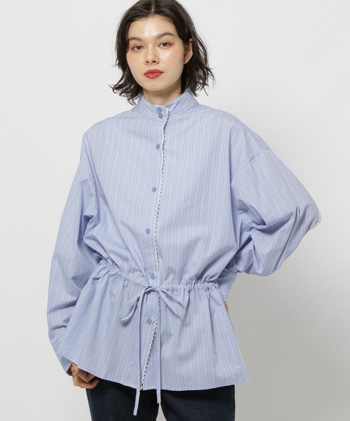 niko and…（ニコアンド） ブラウス シャツ ドロストストライプレース