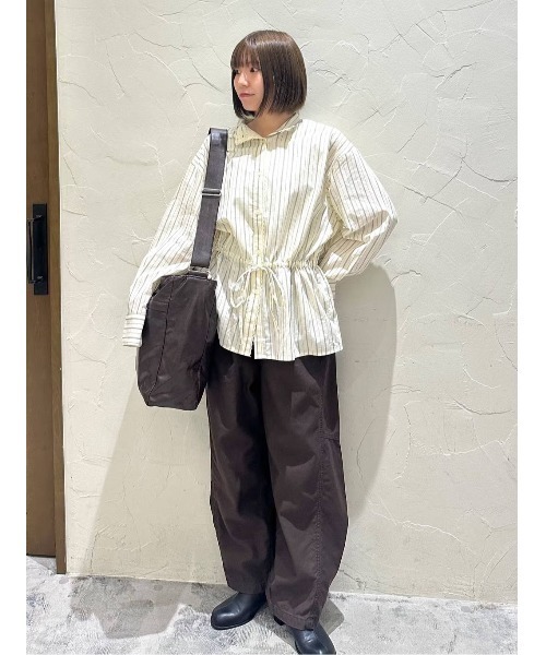 niko and… ブラウス シャツ ドロストストライプレースシャツ