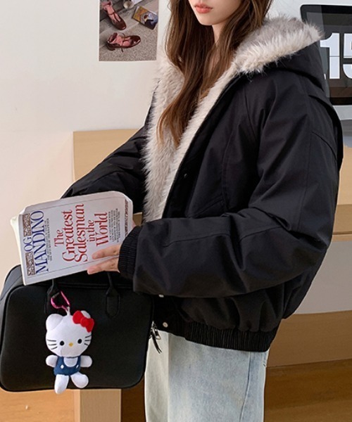 emi+ ブルゾン アウター フード付きファードッキングブルゾン