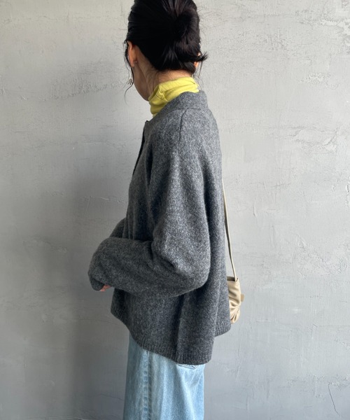 mizuiroind（ミズイロインド） カーディガン ショート丈 襟付きニット