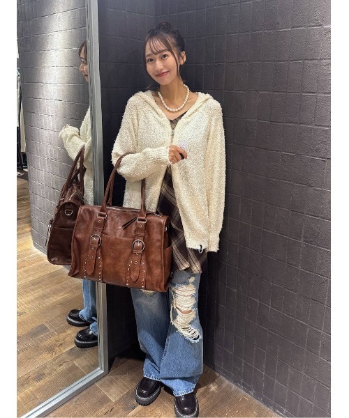 JEANASIS（ジーナシス） パーカー MIXクラッシュダブルZIPフーディ