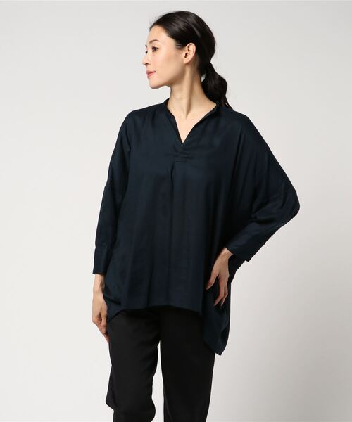「ZUCCa」 7分袖ブラウス M size ネイビー レディースの画像