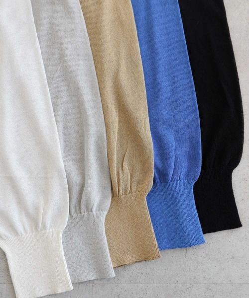 「andme」 「alma design」ニットカーディガン M ブルー レディース_画像3