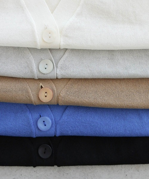 「andme」 「alma design」ニットカーディガン M ブルー レディース_画像4