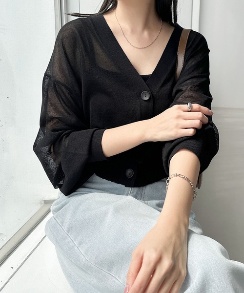 「andme」 「alma design」ニットカーディガン M ブルー レディース_画像8