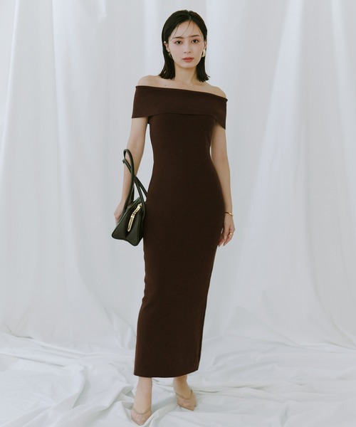 anuans（アニュアンス） ニットワンピース MEDIUM ブラウン レディース