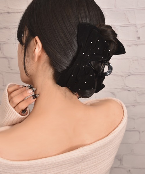 TONE SELECT GOODS ヘアクリップ 「float」ベロア リボン ライン