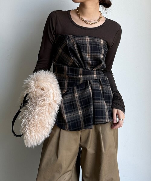 DouDou（ドゥドゥ） 起毛チェックビスチェ レディース : ZOZOTOWN